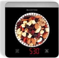 🔢 smartro food scale: high accuracy digital kitchen scale for precise cooking and baking, grams and ounces, sleek tempered glass design logo