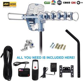 img 3 attached to 📺 High-Performance Amplified Digital Outdoor TV Antenna - 150 Miles Range | Mount Pole Included | 4K/1080p Reception | 40ft RG6 Coaxial Cable | 360 Degree Rotation | Wireless Remote Control | Snap On Installation | Supports 2 TVs