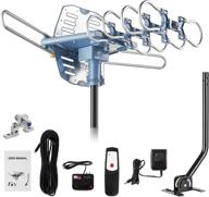 📺 high-performance amplified digital outdoor tv antenna - 150 miles range | mount pole included | 4k/1080p reception | 40ft rg6 coaxial cable | 360 degree rotation | wireless remote control | snap on installation | supports 2 tvs logo