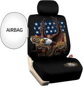img 1 attached to 🦅 Cool Eagle Car Seat Covers: Universal Fit Set with American Flag Design – Non Slip & Two Toned Protectors for Front Low Bucket Seats – Ideal for Truck, Minivan, Sedan, SUV