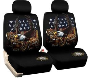 img 4 attached to 🦅 Cool Eagle Car Seat Covers: Universal Fit Set with American Flag Design – Non Slip & Two Toned Protectors for Front Low Bucket Seats – Ideal for Truck, Minivan, Sedan, SUV