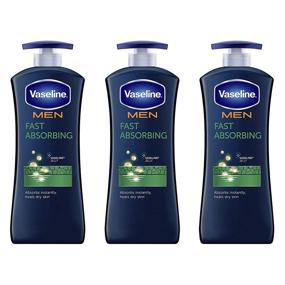 img 4 attached to Вазелиновый лосьон для рук и тела Vaseline Men Healing Moisture: Быстрое впитывание, увлажнение сухой кожи за 15 секунд, 20,3 унций – набор из 3 штук.