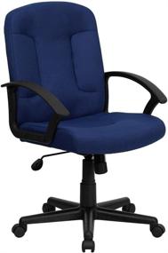 img 2 attached to Comfort and Style Combined: Flash Furniture Mid-Back Navy Fabric Executive Swivel Office Chair with Nylon Arms