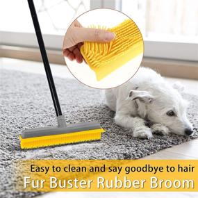 img 1 attached to 🐾 Efficient Pet Hair Removal: 59" Rubber Broom & Fur Remover for Carpet, Hardwood Floor, and Tile Cleaning