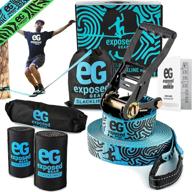 🌳 enhanced exposed gear slackline kit: tree protectors, ratchet + cover, 60ft classic set. ideal for kids & adults with instruction booklet & carry bag logo