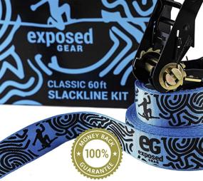 img 2 attached to 🌳 Enhanced Exposed Gear Slackline Kit: Tree Protectors, Ratchet + Cover, 60ft Classic Set. Ideal for Kids & Adults with Instruction Booklet & Carry Bag