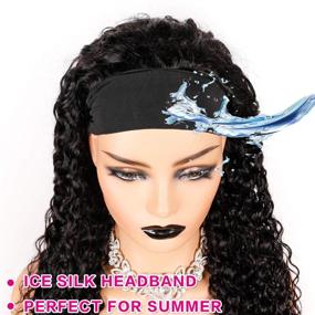 img 1 attached to NewYou Curly Headband Wig for Black Women - Glueless Human Hair Headband 🔸 Wigs with Attached Headband - Machine Made, None Lace Front - Natural Color, 12 Inch