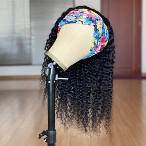 img 2 attached to NewYou Curly Headband Wig for Black Women - Glueless Human Hair Headband 🔸 Wigs with Attached Headband - Machine Made, None Lace Front - Natural Color, 12 Inch