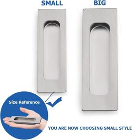 img 1 attached to 🚪 HOMOTEK 2 Pack Flush Pulls Sliding Closet Door Handles Bypass Door Handles, Small Size 4-3/4”x 1-9/16” Satin Brushed Stainless Steel Rectangular Invisible Pocket Door Pull Set, Sharp Edge-Free Design