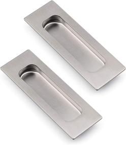 img 4 attached to 🚪 HOMOTEK 2 Pack Flush Pulls Sliding Closet Door Handles Bypass Door Handles, Small Size 4-3/4”x 1-9/16” Satin Brushed Stainless Steel Rectangular Invisible Pocket Door Pull Set, Sharp Edge-Free Design