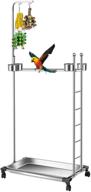 🦜 luxury pets bird parrot stainless steel stand - large platform playstand training perch stand with feeding bowls (57 inch height) logo