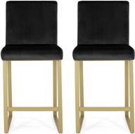 🪑 set of 2 christopher knight home lexi modern velvet barstools in black and brass logo