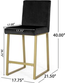 img 2 attached to 🪑 Set of 2 Christopher Knight Home Lexi Modern Velvet Barstools in Black and Brass