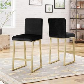 img 3 attached to 🪑 Set of 2 Christopher Knight Home Lexi Modern Velvet Barstools in Black and Brass