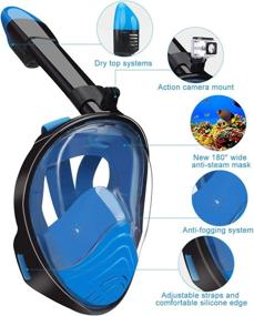 img 3 attached to 🤿 QingSong Full Face Snorkel Mask with Detachable Camera Mount - Panoramic 180 Degree View, Anti-Fog & Leak-Proof Snorkel Set for Adults & Kids