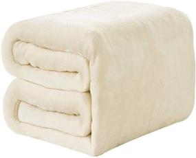 img 1 attached to 🛏️ DREAMFLYLIFE Luxury Fleece Blanket: Super Soft All Season Bed/Couch Warmth - Ivory Throw-Size (50x61 in)