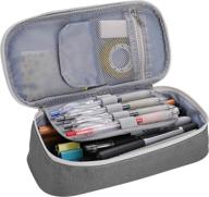 🎒 procase pencil bag pen case: spacious stationery organizer for students and office clerks - grey logo