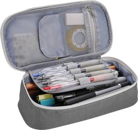 img 4 attached to 🎒 ProCase Pencil Bag Pen Case: Spacious Stationery Organizer for Students and Office Clerks - Grey