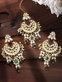 img 2 attached to 🌟 Traditional Bollywood Women's Jewelry - Aheli Chandbali Earrings for Better SEO