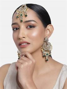 img 3 attached to 🌟 Traditional Bollywood Women's Jewelry - Aheli Chandbali Earrings for Better SEO