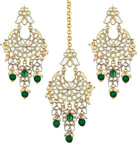 img 4 attached to 🌟 Traditional Bollywood Women's Jewelry - Aheli Chandbali Earrings for Better SEO