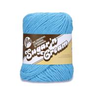 lily sugar 'n cream the original solid yarn - hot blue - 2.5oz, medium 4 gauge - 100% cotton: machine wash & dry logo
