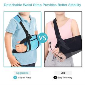 img 1 attached to 🤕 Kids' Arm Sling with Waist Strap - Padded Medical Child Arm Support Sling for Broken Elbow, Wrist, Arm, Shoulder Injury, Rotator Cuff - Left/Right Arm Immobilizer