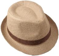 👒 dantiya little boys' linen straw fedora hat cap in camel, one size logo