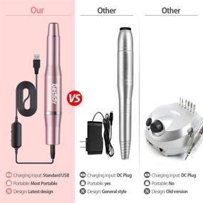 img 2 attached to 💅 Bestidy Best Gift Electric Nail Drill Kit: USB Manicure Pen Sander Polisher with 6 Changeable Drills and Sand Bands - A-Pink Acrylic Nail Tools