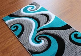 img 3 attached to 🔹 Stunning Hand Carved Turquoise and White Runner Rug - Masada Rugs Sophia Collection (2' x 7'3")