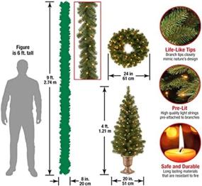 img 2 attached to Pre-lit Artificial Christmas 4-Piece Set by the National Tree Company: Garland, Wreath, and 2 Entrance Trees