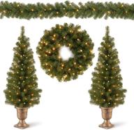 pre-lit artificial christmas 4-piece set by the national tree company: garland, wreath, and 2 entrance trees logo