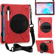 📱 zenrich galaxy tab s6 case 2019 - red | pencil holder, stand, hand strap, shoulder belt, shockproof | for samsung tab s6 sm-t860/t865/t867 tablet 2019 logo