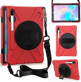 img 4 attached to 📱 ZenRich Galaxy Tab S6 Case 2019 - Red | Pencil Holder, Stand, Hand Strap, Shoulder Belt, Shockproof | for Samsung Tab S6 SM-T860/T865/T867 Tablet 2019