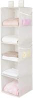 👕 hanging closet organizer: space-saving 5-shelf sweater storage with widened straps (beige) логотип