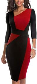 img 4 attached to 👗 Chic and Professional: HOMEYEE Women's Vintage Patchwork Office Pencil Dress B517 for Elegant Business Attire