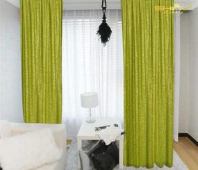 img 4 attached to 🍏 Lime Green Sequin Curtains: Stunning 2FTx8FT Panels for Baby Shower & Wedding Backdrops