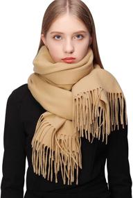 img 4 attached to Pashmina Shawls for Women - Cashmere Thicker Scarves: Perfect Women's Accessory in Scarves & Wraps