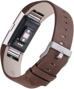 img 3 attached to bayite Leather Bands for Fitbit Charge 2: Stylish Replacement Straps for Women and Men