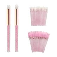 💖 glitter disposable makeup applicators: 102 pcs pink lash shampoo brushes, mascara wands, lip wands – disposable & convenient logo