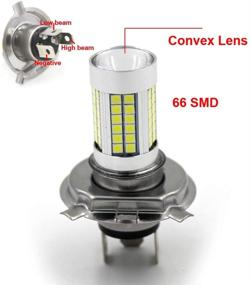 img 3 attached to 💡 Высокоэффективная 6V 66 SMD яркая H4 светодиодная лампа для автомобильного и мотоциклетного фара: набор для преобразования света ближнего/дальнего света 8W 1000LM 6000K белого цвета