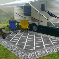 🏞️ hiiarug reversible mat - plastic outdoor rugs for patios clearance - waterproof straw rug - large patio area rug - 5x8ft, grey логотип