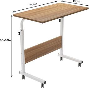 img 3 attached to 🛏️ SOGES Furniture Mobile Side Table with Tablet Slot & Wheels, Adjustable Movable Laptop Computer Desk Stand for Bed Sofa, BHUS-05#1-80OK, 31.5 inches