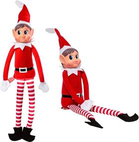 img 4 attached to 🎅 Naughty Elfette Plush Toy: Mischievous Bendy Christmas Doll - 12 Inches