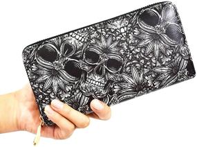 img 3 attached to Large Capacity RFID Blocking Day of the Dead Wallet Skull Unisex Long Clutch Billfold Wallet for Women and Men