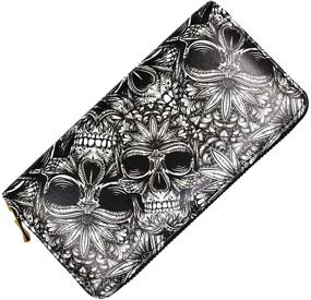 img 4 attached to Large Capacity RFID Blocking Day of the Dead Wallet Skull Unisex Long Clutch Billfold Wallet for Women and Men
