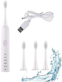 img 4 attached to 🦷 Sonic Electric Toothbrush for Kids and Adults: 5 Modes, Timer, 4 Brush Heads, USB Charging - Dentist Recommended