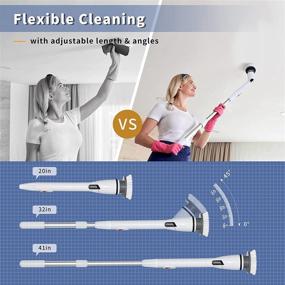 img 3 attached to 🧽 360 Cordless Power Bathroom Scrubber with Extendable Handle and 4 Replacement Brush Heads - Buyplus Electric Spin Scrubber for Cleaning Grout Kitchen Shower Tub Tile Floor in 2021