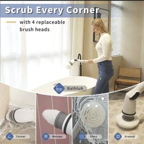 img 2 attached to 🧽 360 Cordless Power Bathroom Scrubber with Extendable Handle and 4 Replacement Brush Heads - Buyplus Electric Spin Scrubber for Cleaning Grout Kitchen Shower Tub Tile Floor in 2021