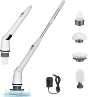 🧽 360 cordless power bathroom scrubber with extendable handle and 4 replacement brush heads - buyplus electric spin scrubber for cleaning grout kitchen shower tub tile floor in 2021 logo